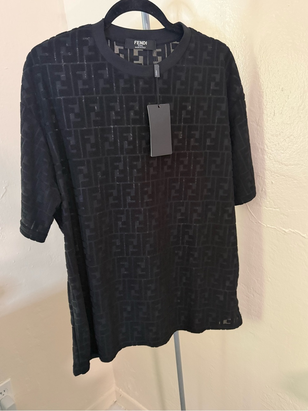 T shirt men Black FF Monogram Short-Sleeve T-Shirt